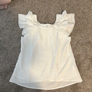 Chic White Ruffle Sleeve Blouse